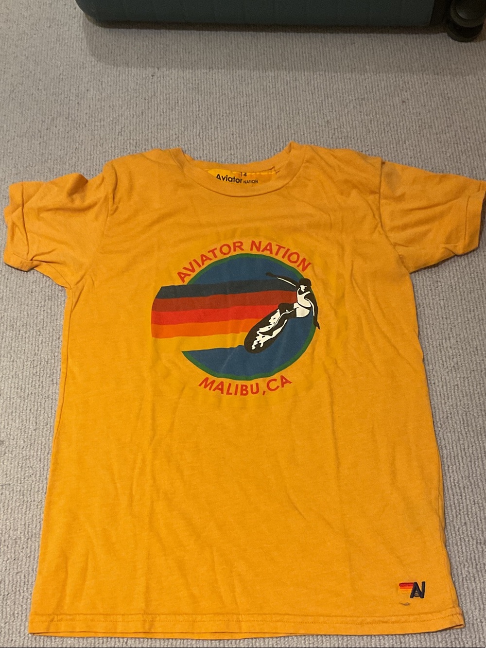 Aviator Nation Kids Yellow Graphic Tee with Surf Logo
